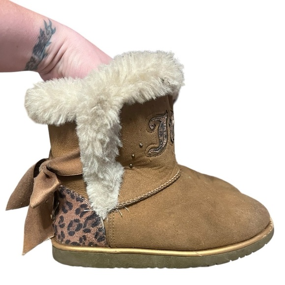 Juicy Couture Palisades brown faux suede and leopard print boots with faux fur - Picture 1 of 9